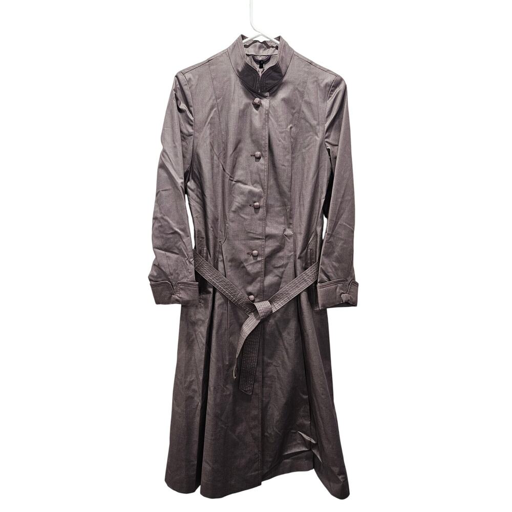 Vintage Ploucquet Ladies Diolen Trench Coat Dusty Purple Belted Women's Size 38